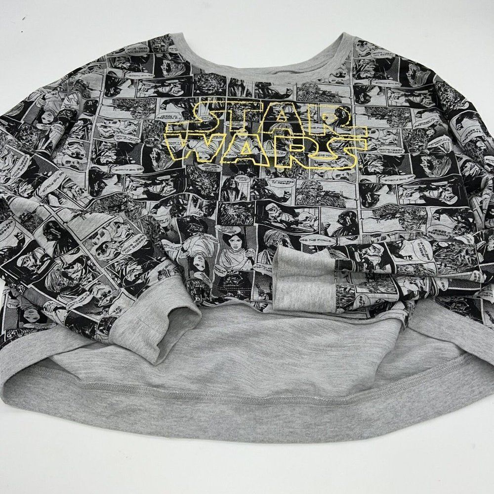 Star Wars Black comic  Sweater Womens Large Long Sleeve crop crew neck